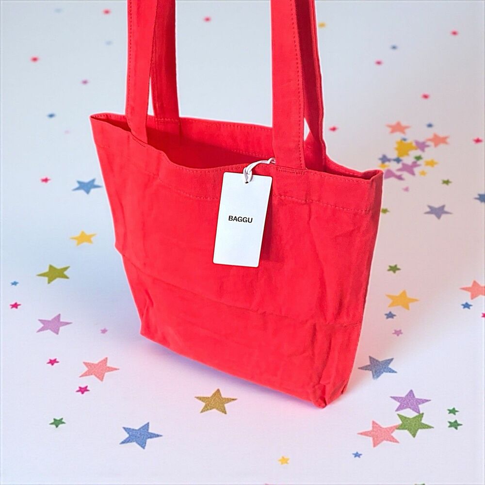 BAGGU Mini Tote Bag In Warm Red New With Tags